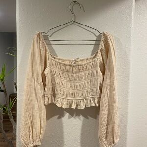 Roxy Cream Long Sleeve Blouse